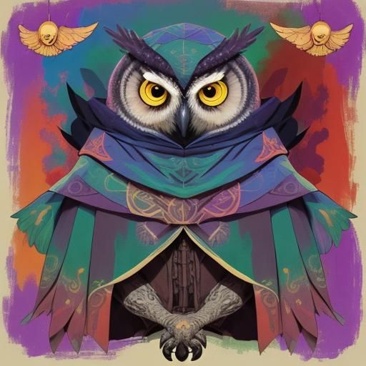 Anacleto the Owl in Wizard's Cloak