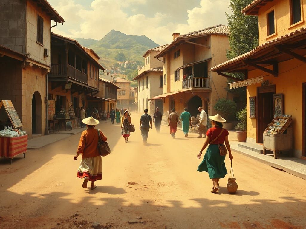 Vintage Jitney in Quaint Village Square