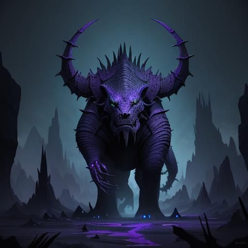 Dark Fantasy Creature with Glowing Cracks