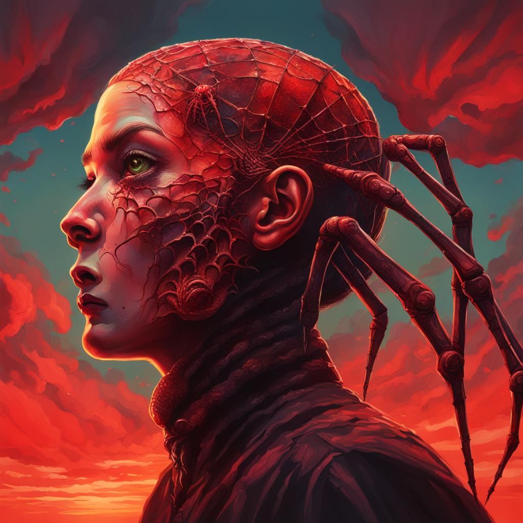Lovecraftian Spider Woman in Hyperrealistic Style