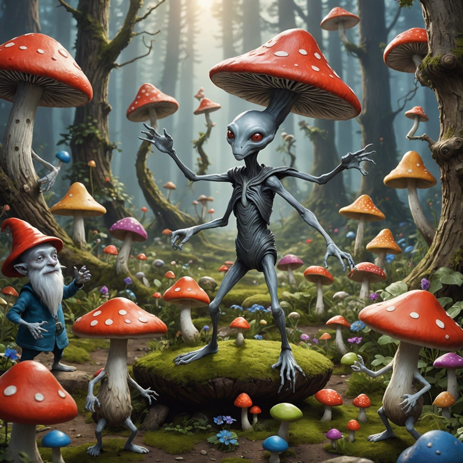 Alien Dance with Mushroom Folk