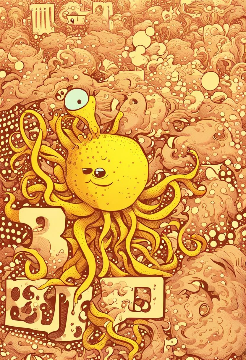 Confused Alien Blob in Halftone Pop Art Style