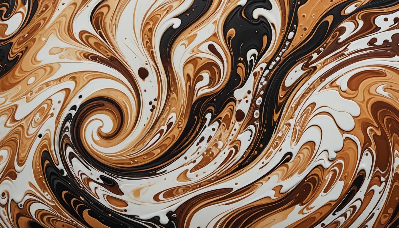 Abstract Expressionism: Swirling Milk and Espresso Fusion