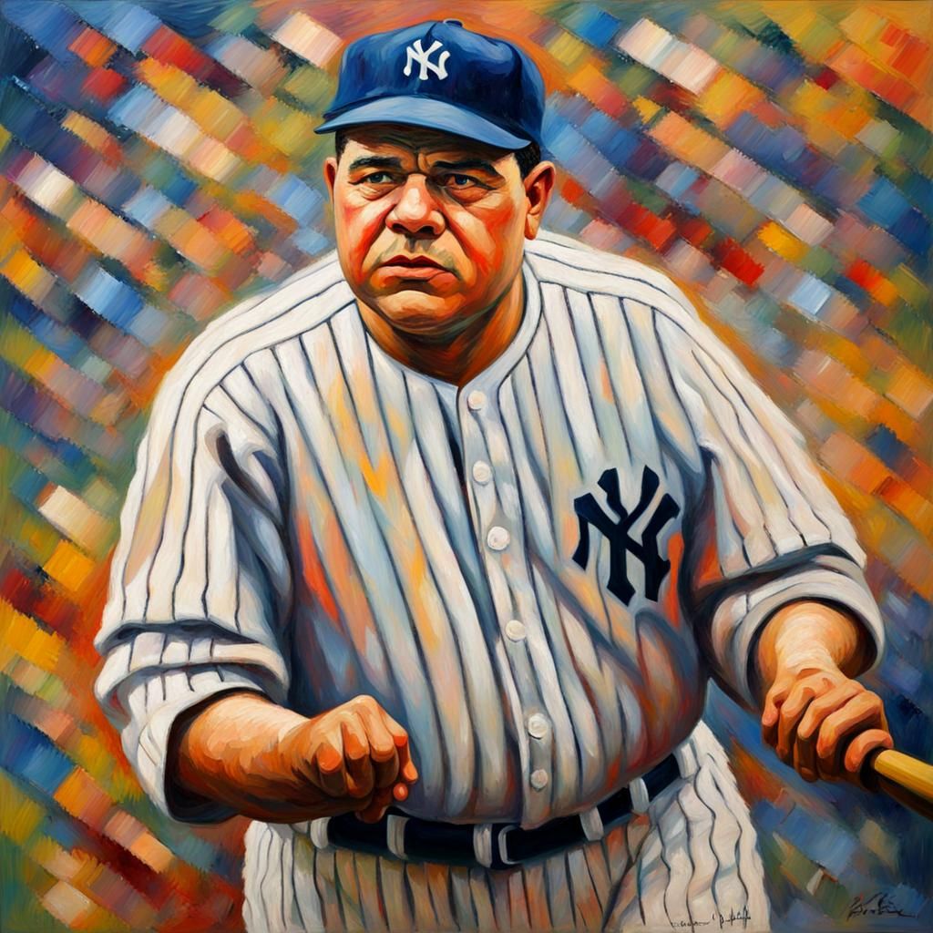 Babe Ruth in Neo-Impressionist Expressionist Style