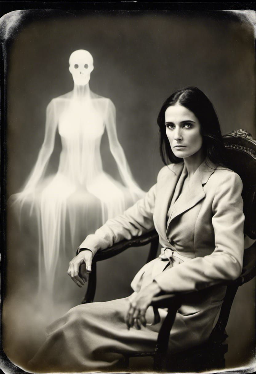 Demi Moore and Ethereal Spirit in Antique Photo