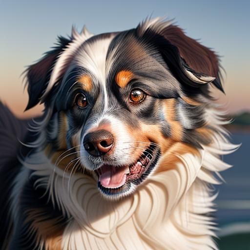 Hyperrealistic Portrait of an Australian Shepherd Dog
