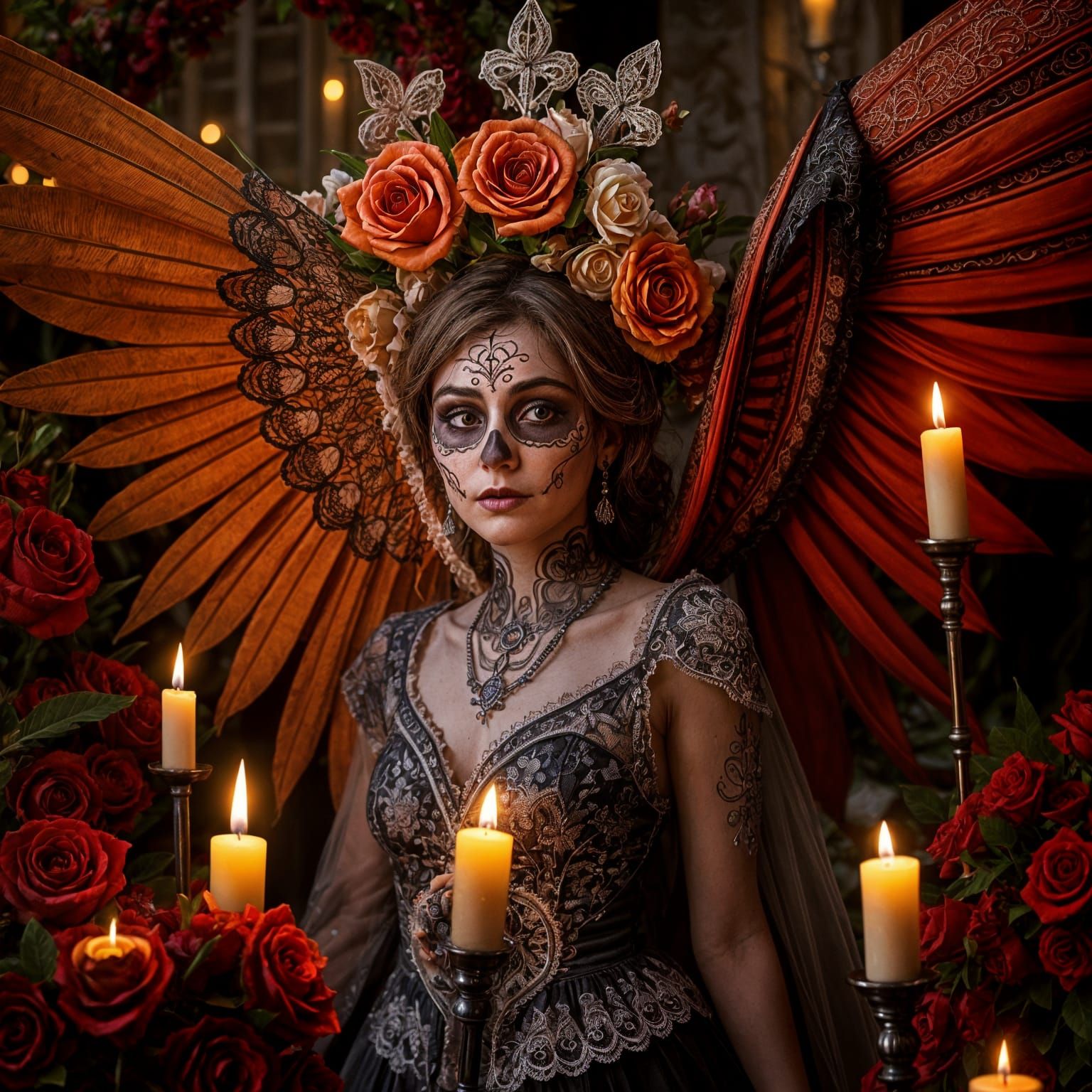 Dia de Los Muertos Angel and Demon Woman