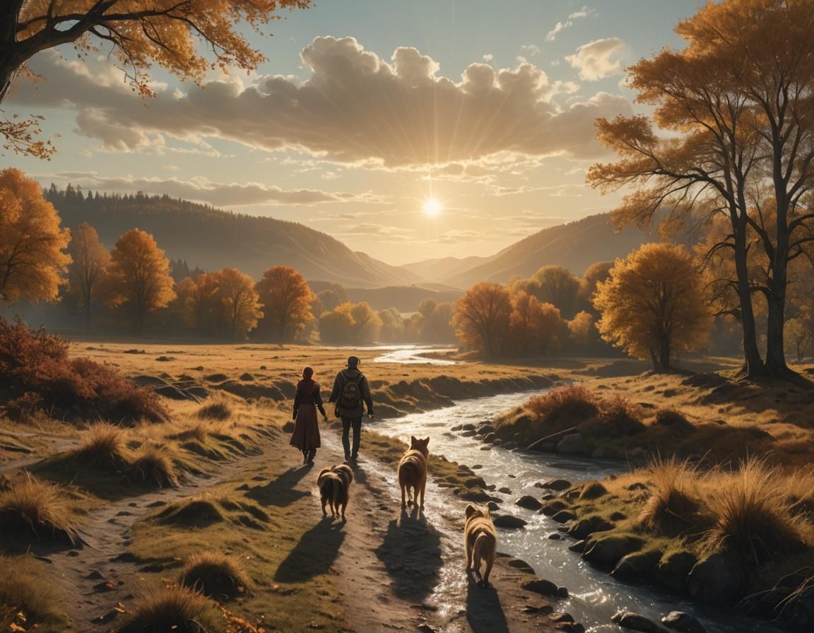 Autumn River Runs Through Flatlands: Digital Matte Painting