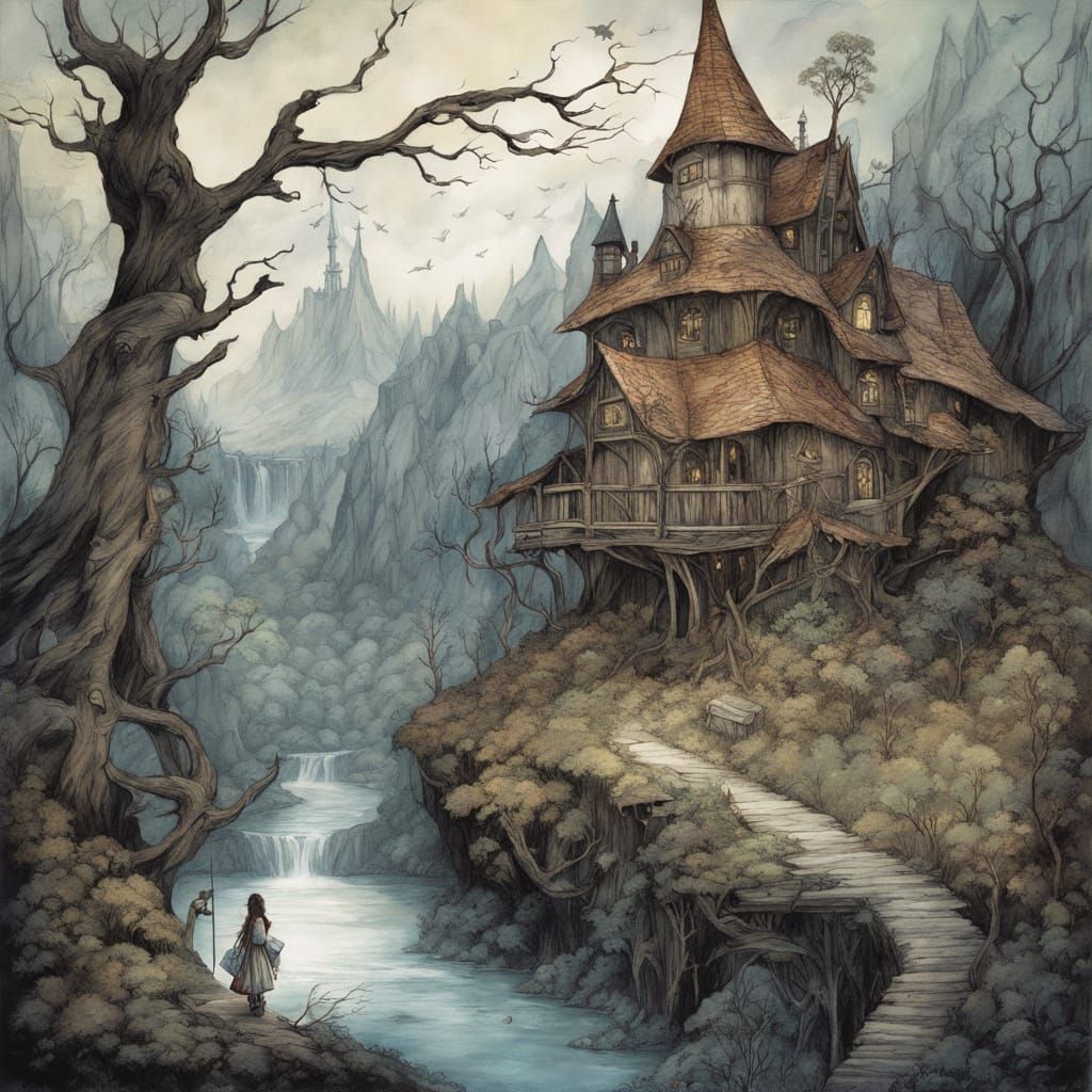 Ethereal Woman in Mystical Forest, Surreal Fantasy Art