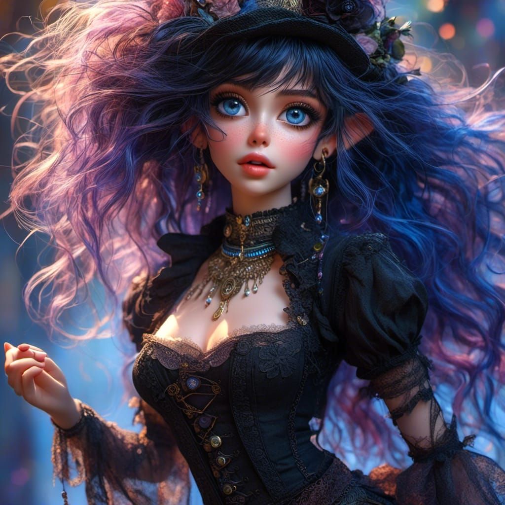 Beautiful Woman with Black Corset in Chiaroscuro Style