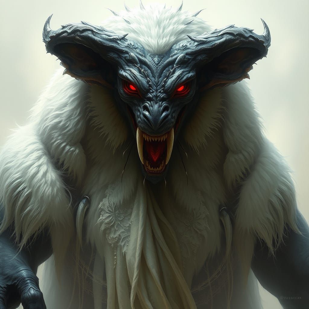 Yeti-Vampire Hybrid in Dark Romanticism Style