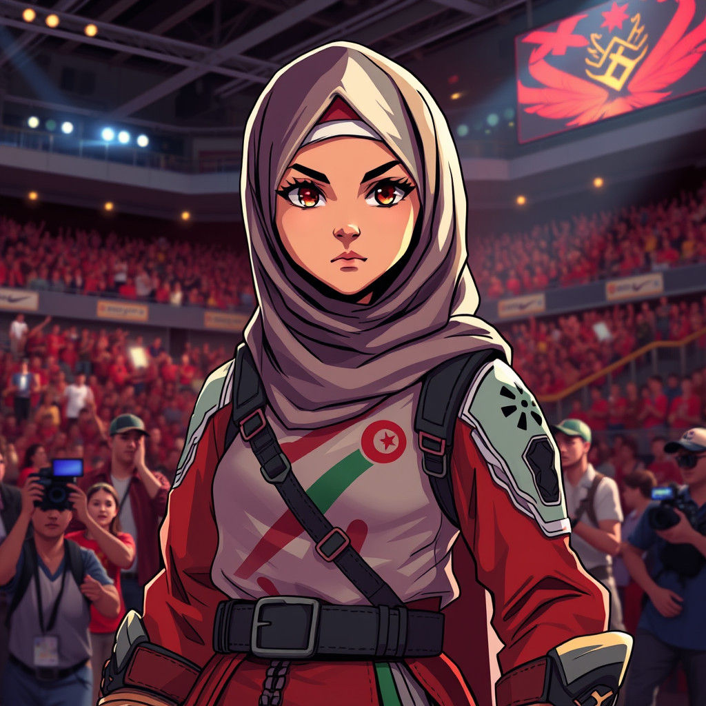 Tunisian Girl Fighter in Anime Style