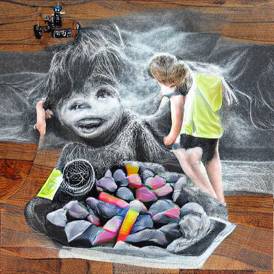 Trawling Megahertz: Chalk Art Charcoal Drawing