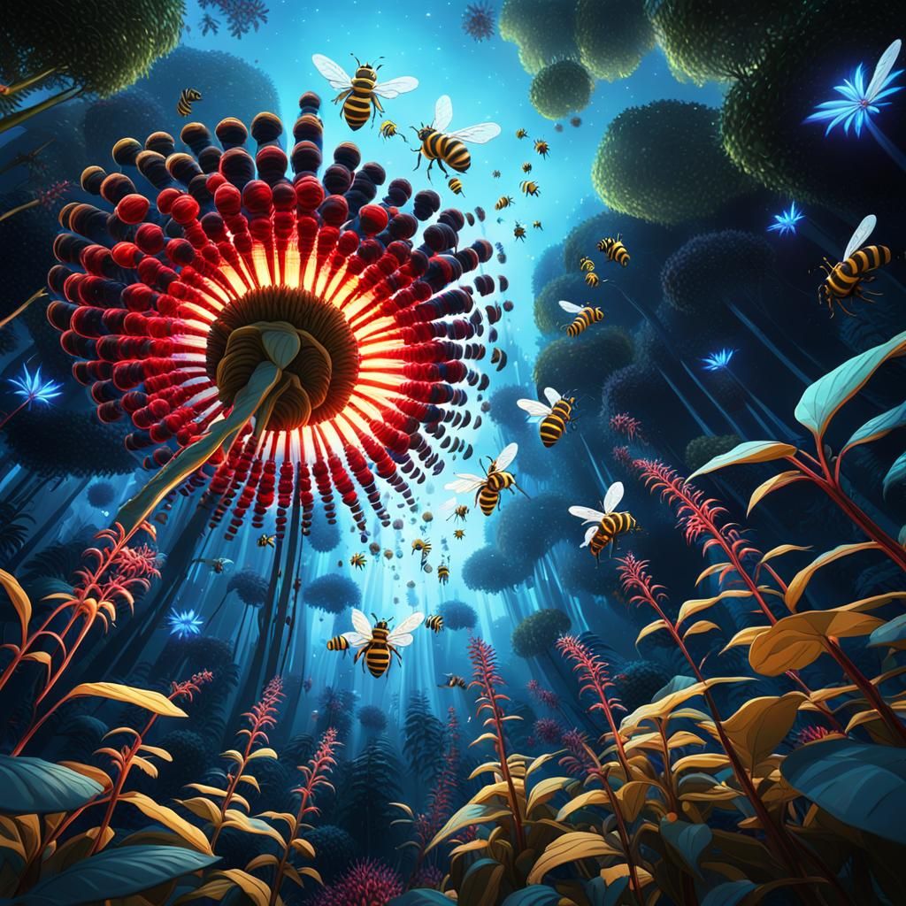 Magical Jungle Realm in Vibrant Cyberpunk Style