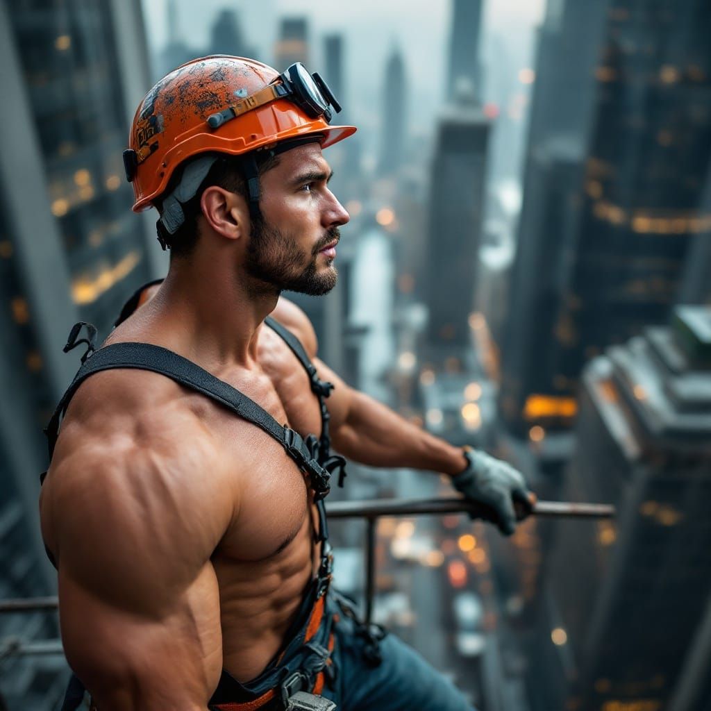 Handsome Skyscraper Worker in Mid-Stride