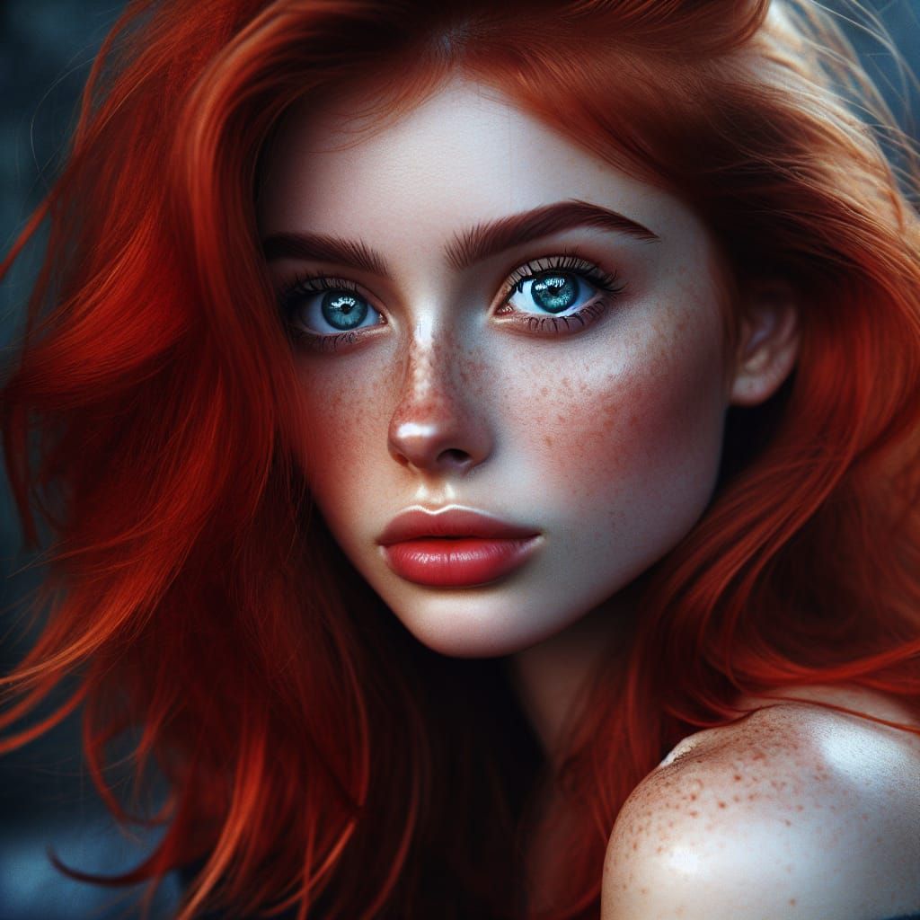 Captivating Redhead Portrait in Atmospheric Film Still