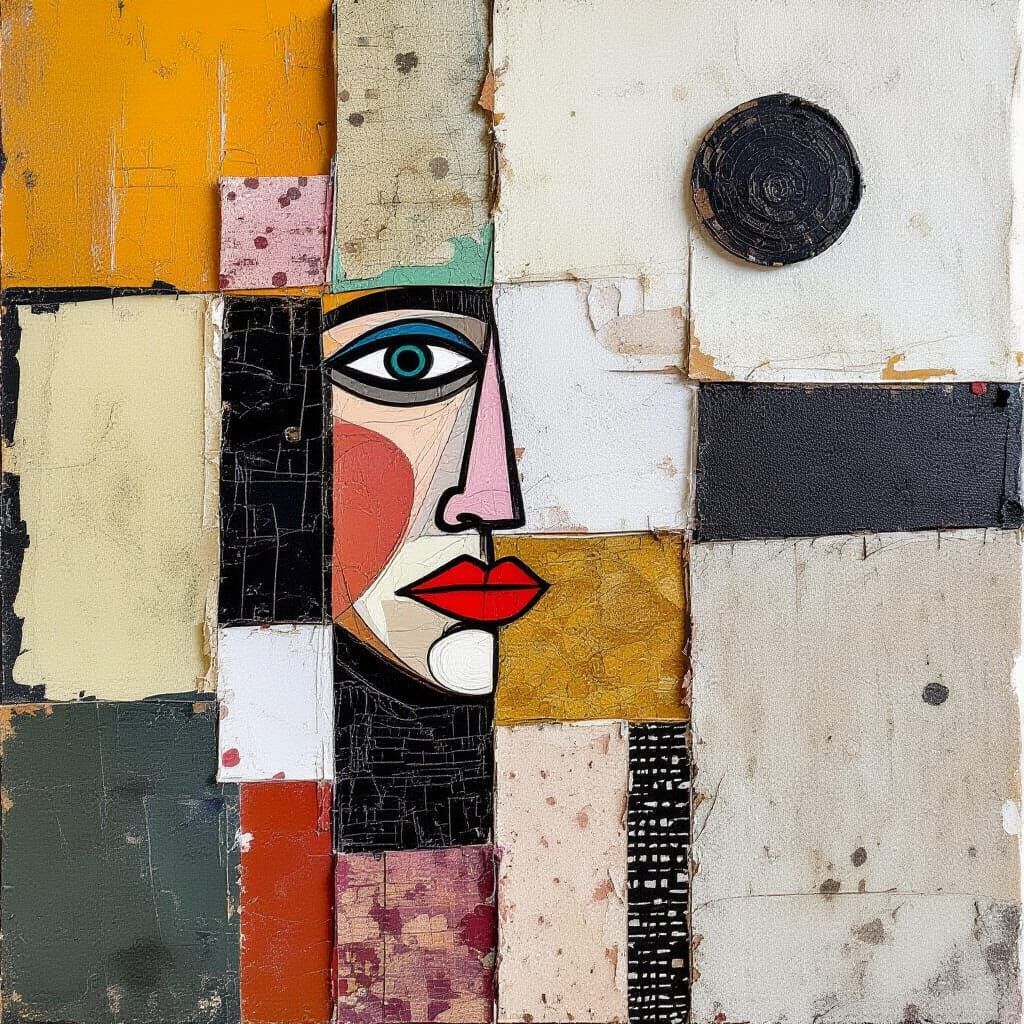 Textured Collage in Mixed Media Style