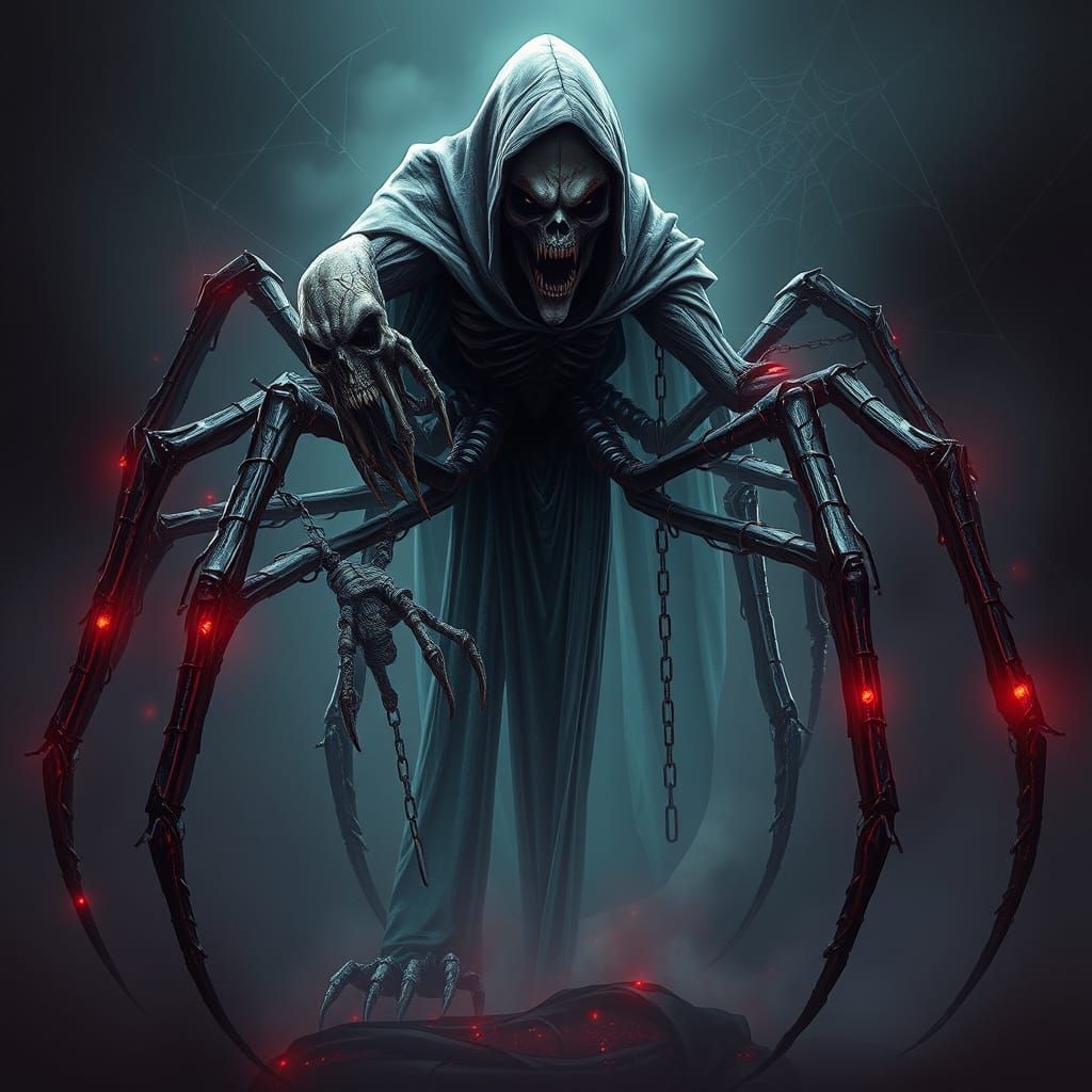 Grim Reaper Alien Spider Hybrid in Sci-Fi Setting