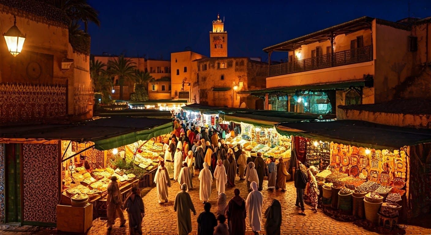Vibrant Night Market in Marrakech Morocco