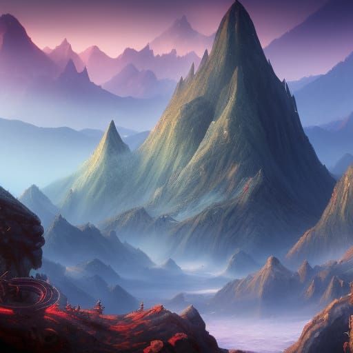 Crab Mountain: Detailed Matte Painting in Fantasy Style