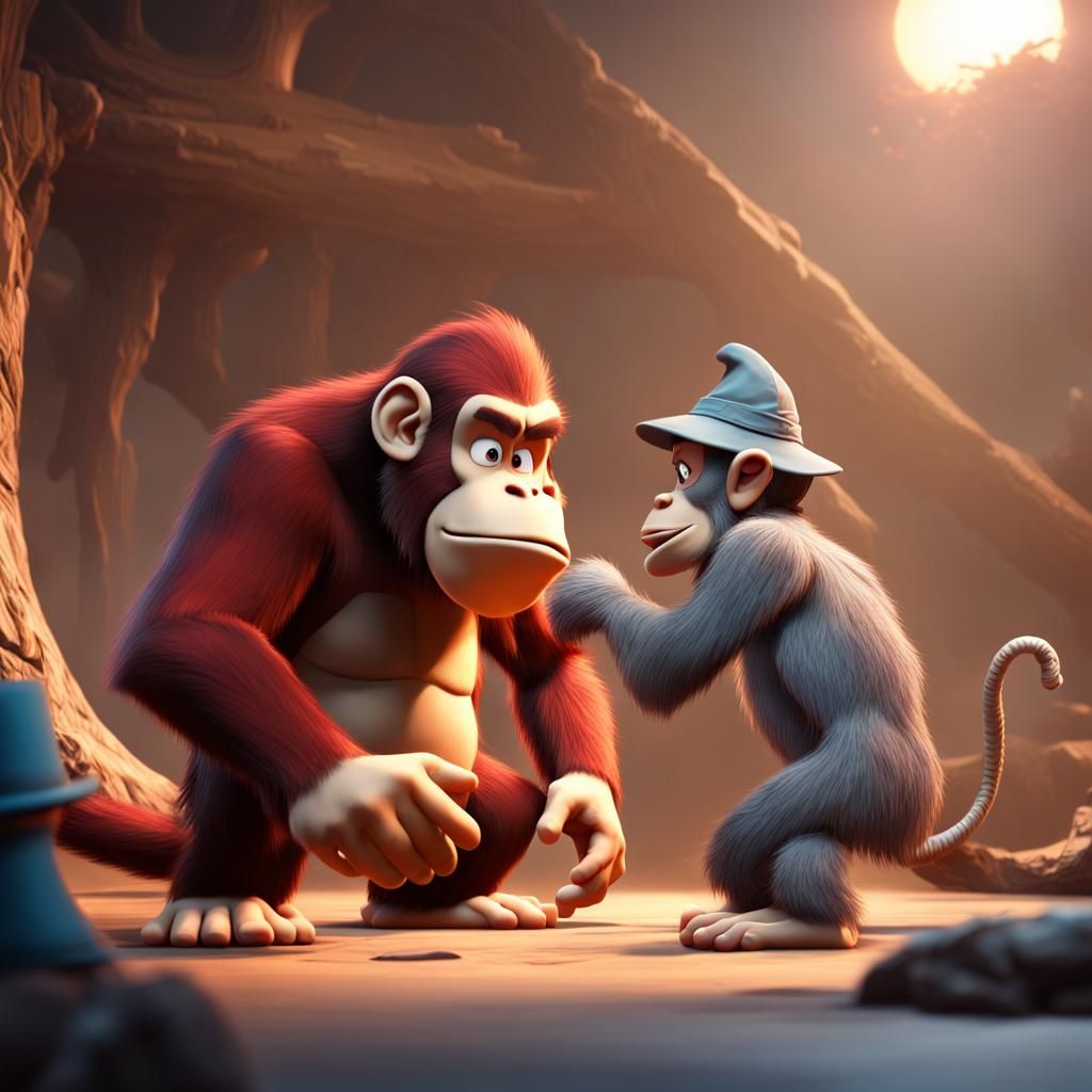 Diddy Kong vs Gandalf: 3D Digital Art