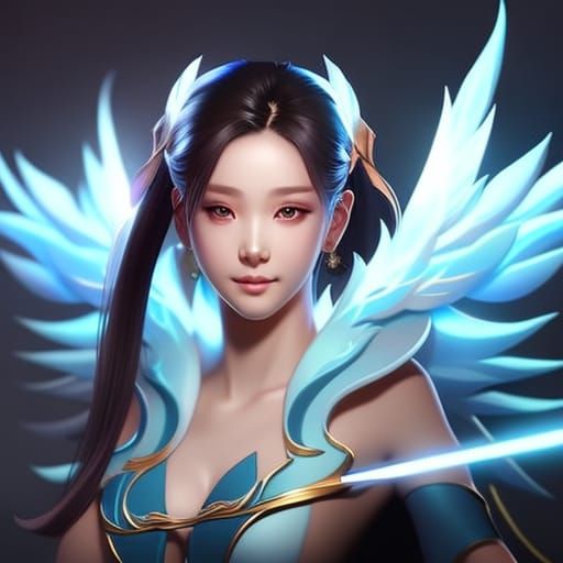 Angelic Portrait of Jang Wonyoung in Art Nouveau Style