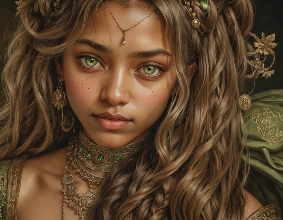 Medieval Woman Portrait in Rembrandt Style