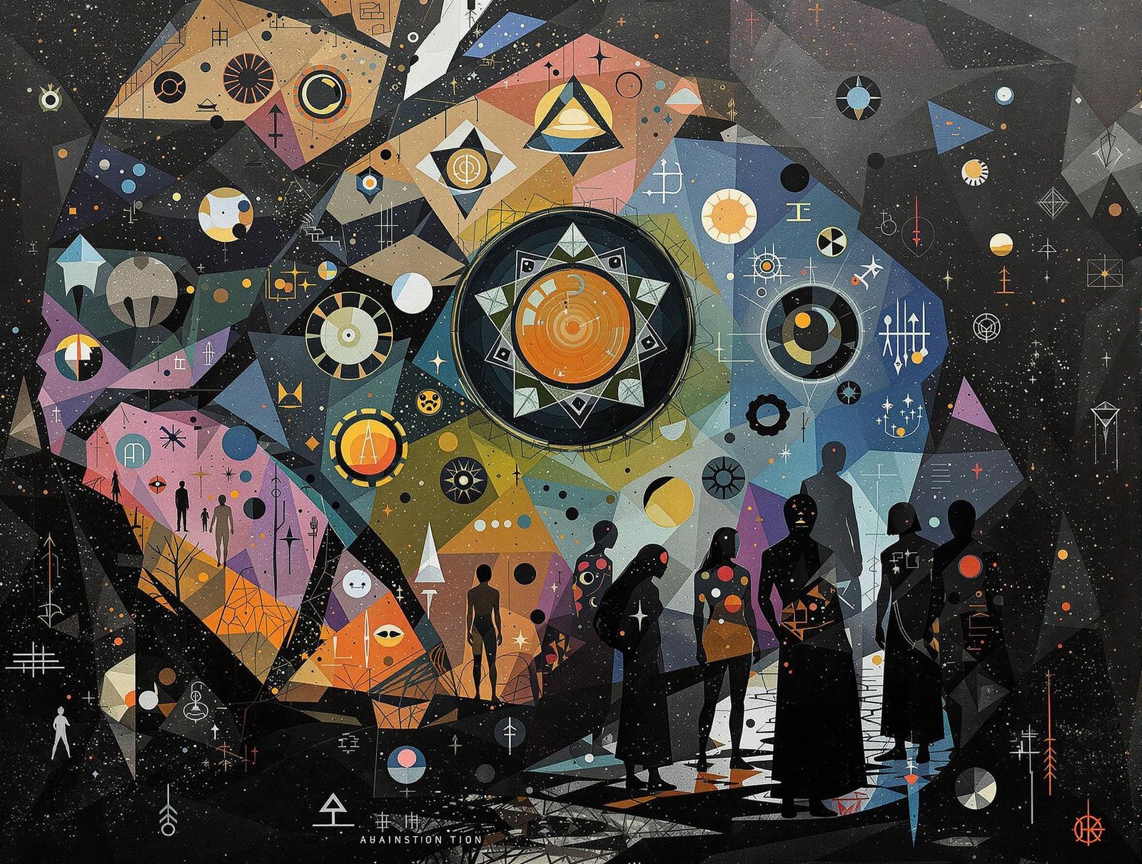 Abstract Native American Culture in Neo-Impressionist Style