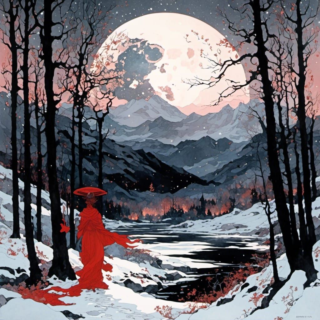 Bloody Winter Night in Art Nouveau Style