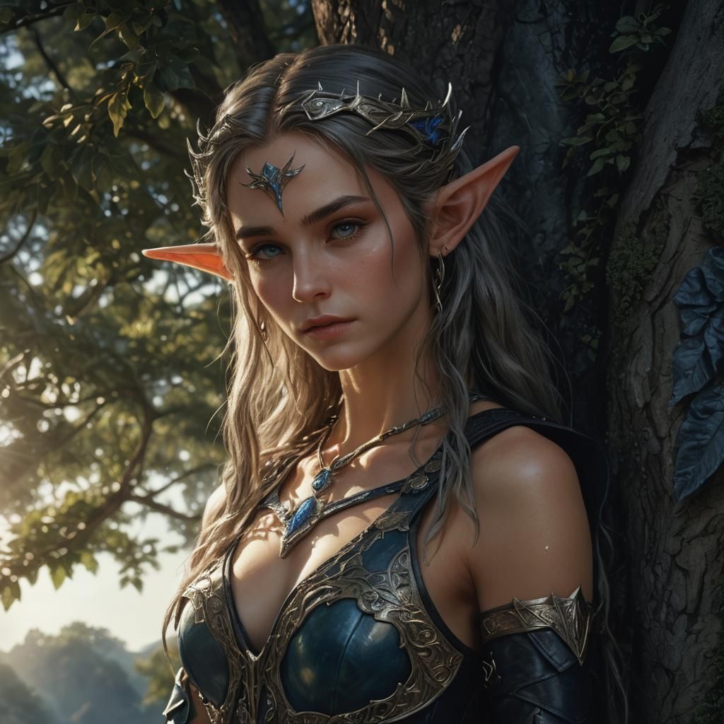 Photorealistic Elf Portrait in Lord of the Rings Style