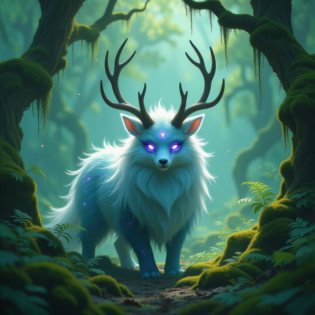Bioluminescent Forest Creature in Ethereal Fantasy Art Style