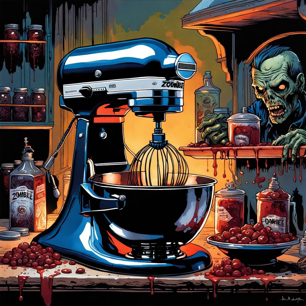 Zombie Stand Mixer in Gothic Horror Comic Art