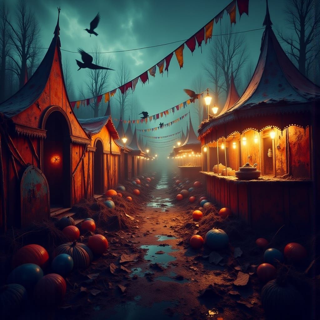 Creepy Carnival at Dusk in Mystical Realism Style
