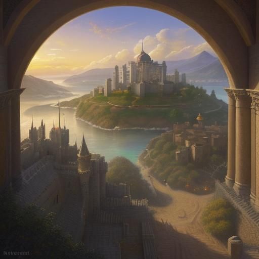 Dornish Noble in Ethereal Fantasy Landscape as Oil Painting