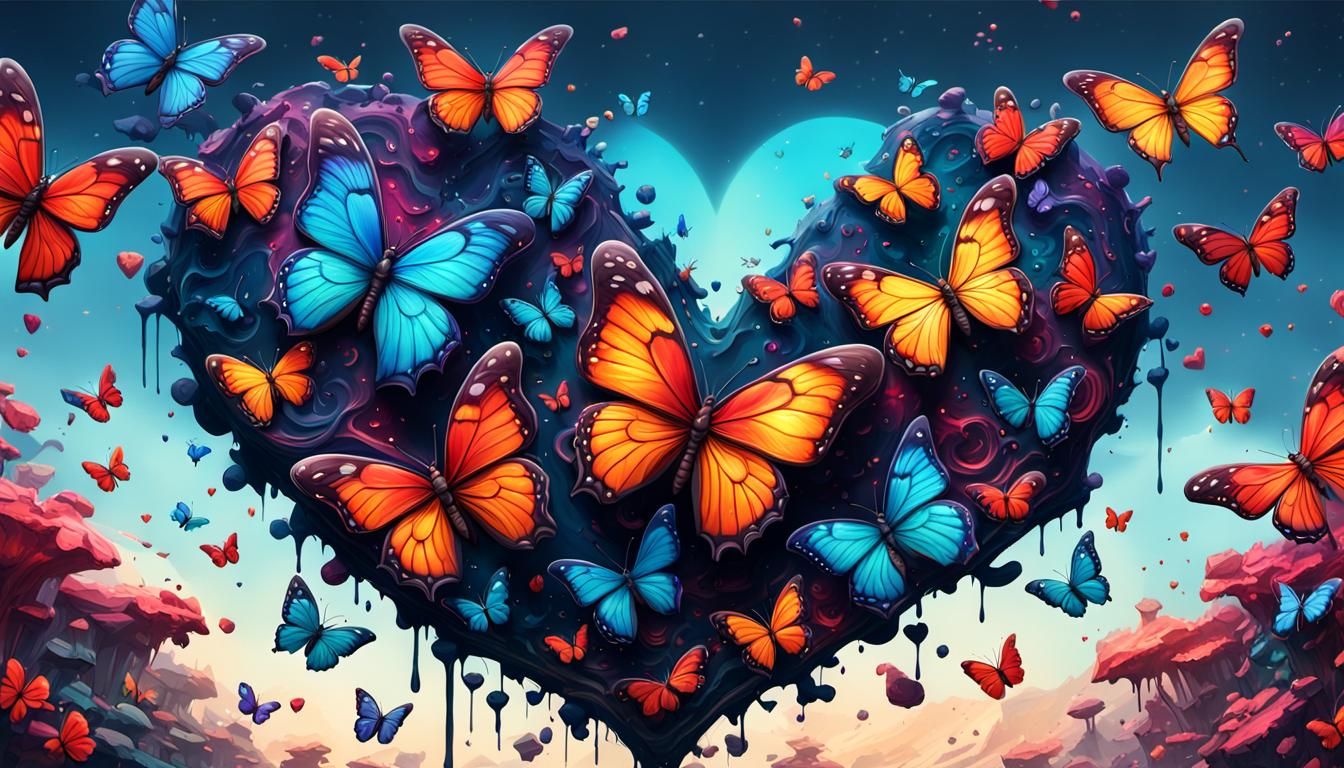 Heart Butterflies: Detailed Fantasy Art in 8K