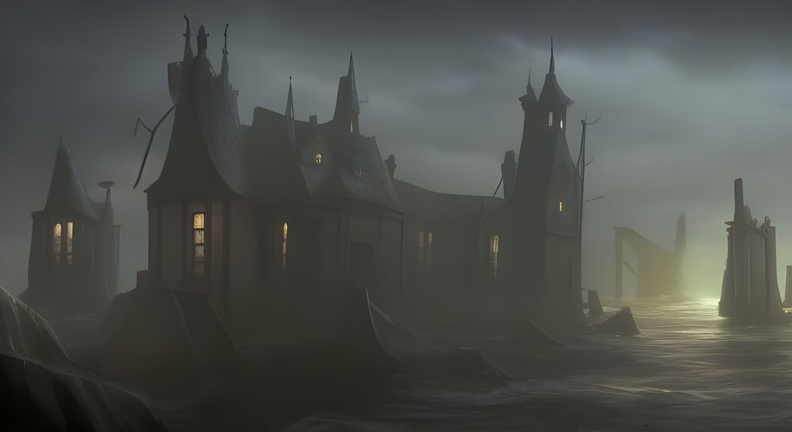 Lovecraftian Innsmouth Concept Art in Deep Color