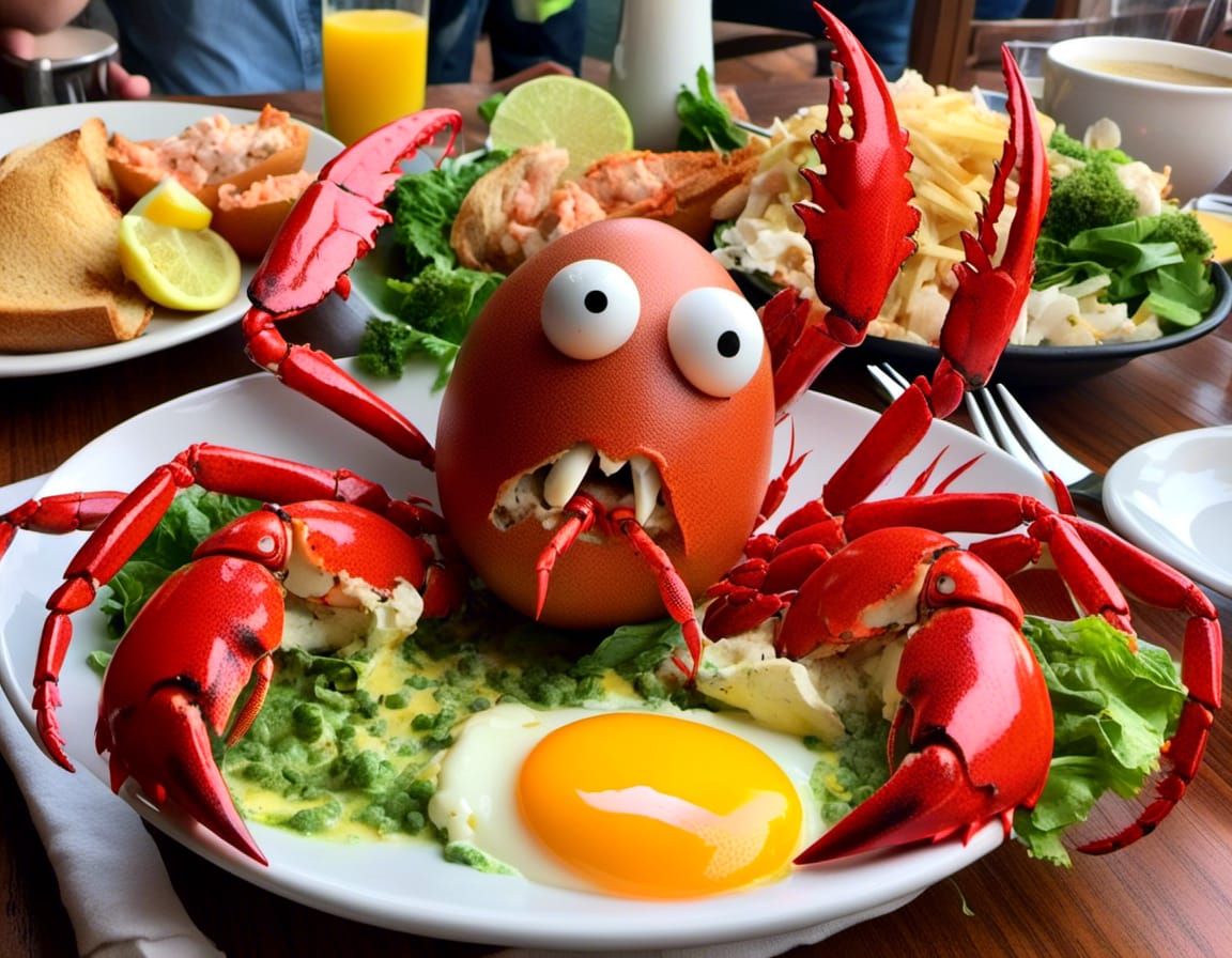 Angry Eggs at Overcrowded Lobster Restaurant in Galveston