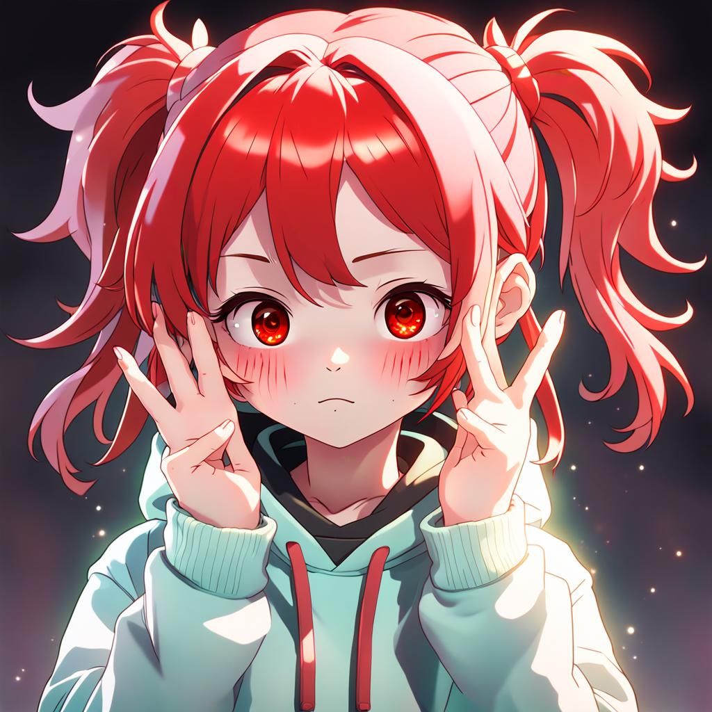 Anime Girl with Red Hair in Digital Art Style