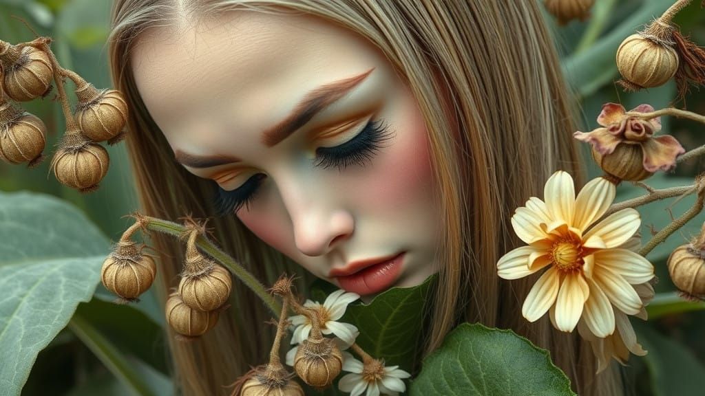 Close-Up of a Plant with Seed Pods in Vibrant Colors