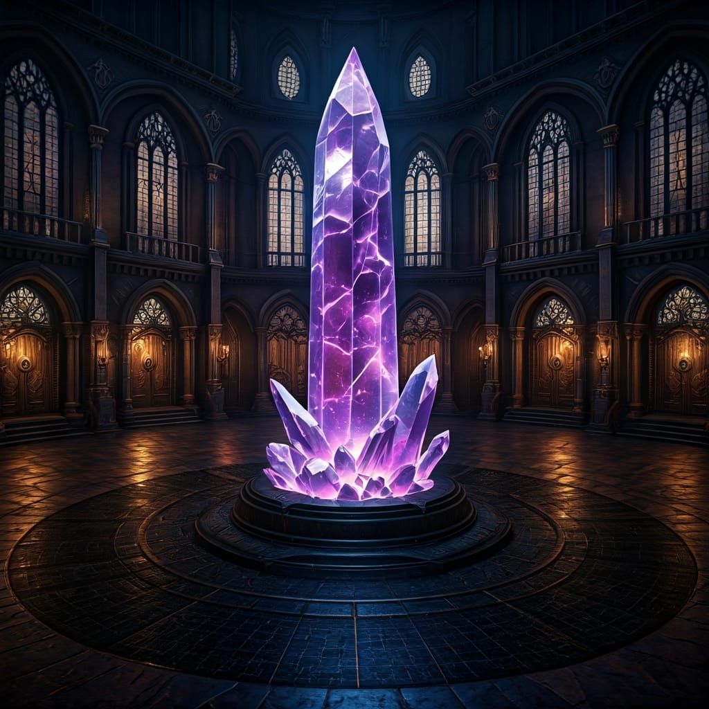 Dark Fantasy Plaza with Crystal Obelisk