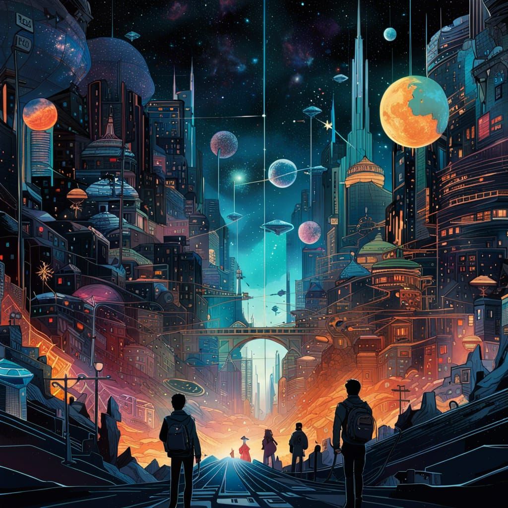 Cyberpunk City: Double Exposure Collage in 3D