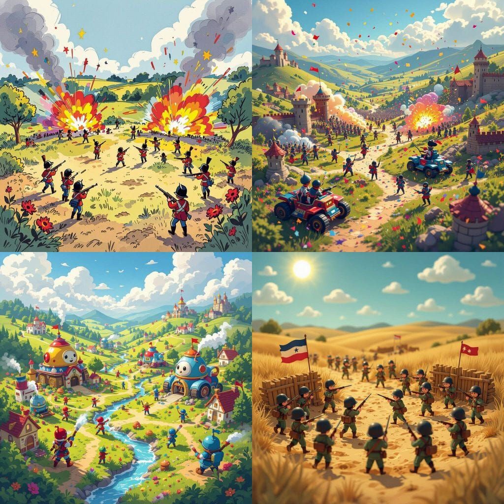 Aerial View of a Child-Friendly Battlefield