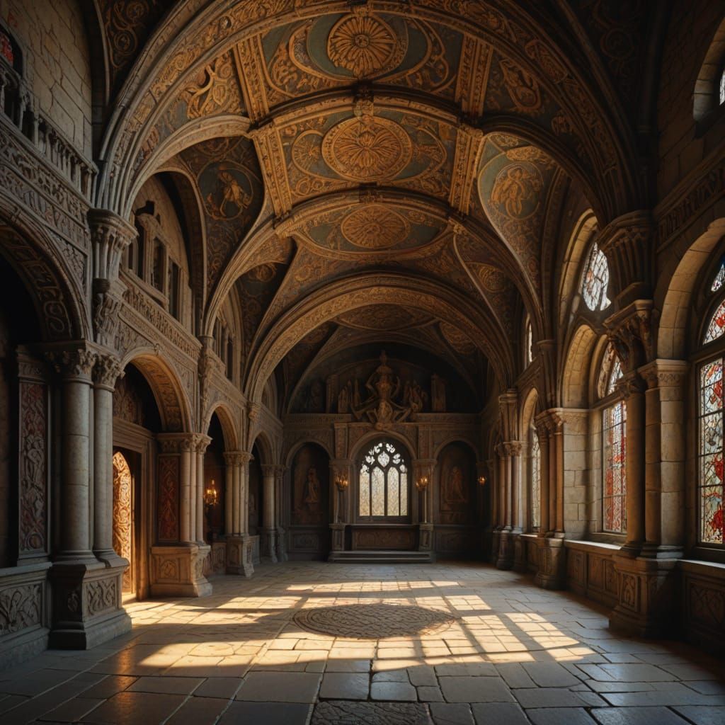 Medieval Castle in Warm, Golden Light