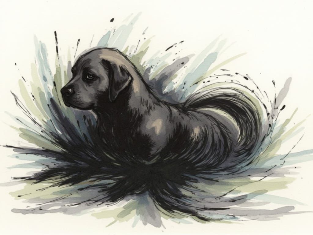 Labrador Retriever Sketch in Splash Art Style