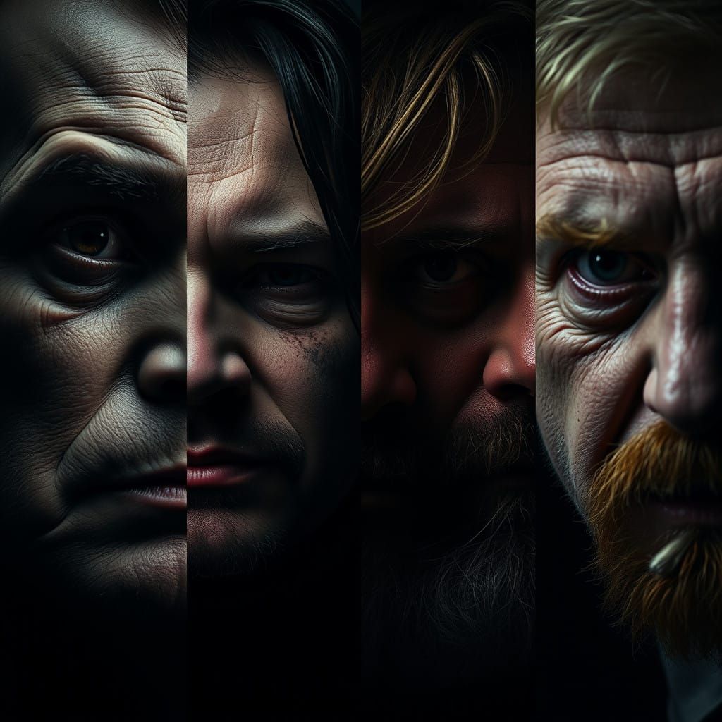 Infamous Serial Killers Collage in Moody, Gritty Portraits