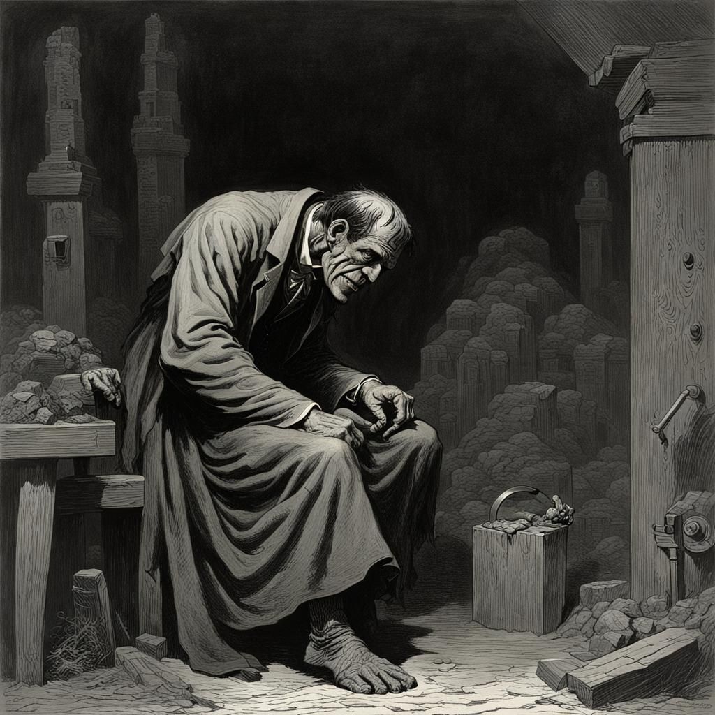 Frankenstein's Monster in Dark Gothic Horror Style