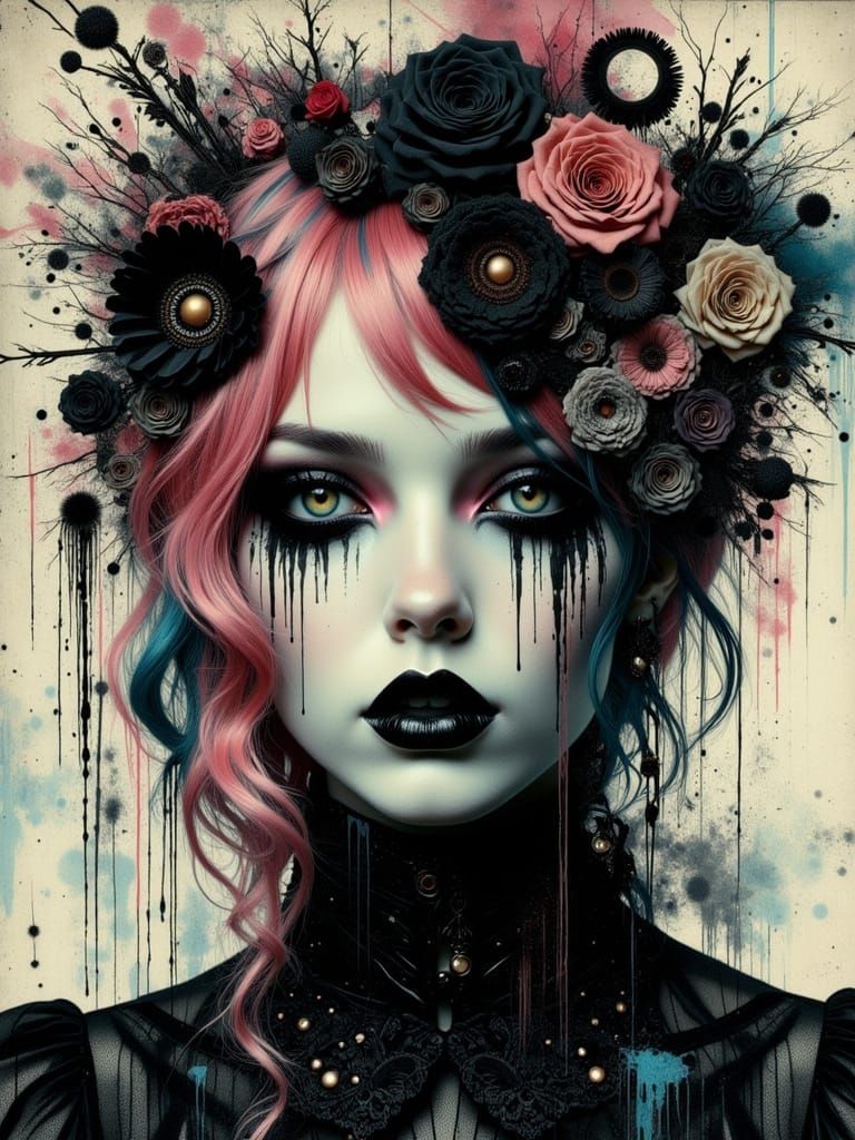 Gothic Abstract Portrait of a Young Woman