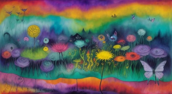 Fairies in Dreamscape: Dark Fantasy Abstract Art