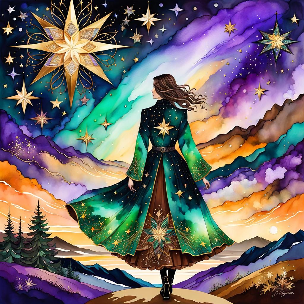 Grand North Star Guiding Traveler, Digital Art