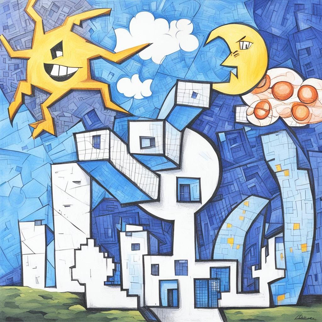 Urban Dweller Camouflaged in Cubist Pop Comic Style